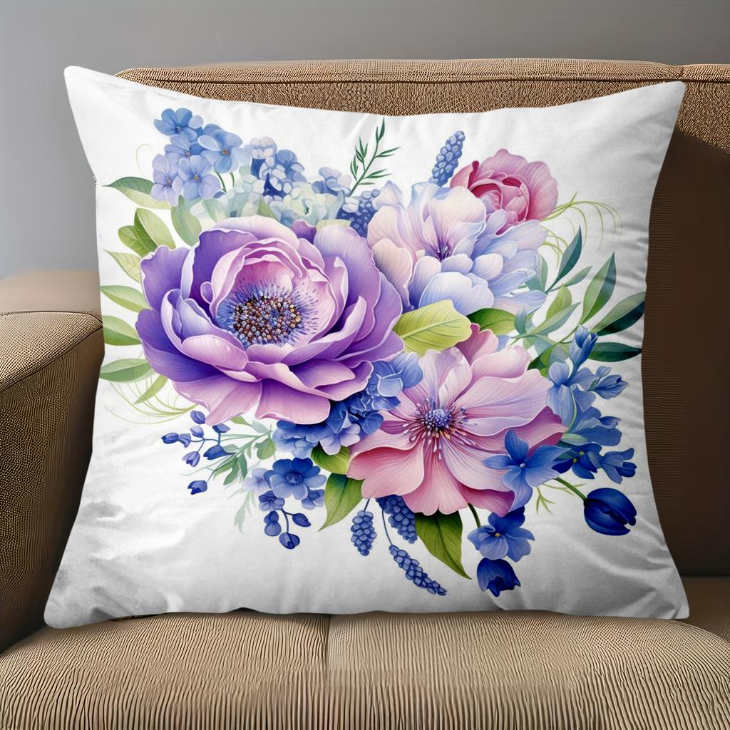 1 Pieces Floral Patterned White Throw Pillow Decor Accent Polyester pillowcase, sofa decorative cushion cov Headboard Pillow