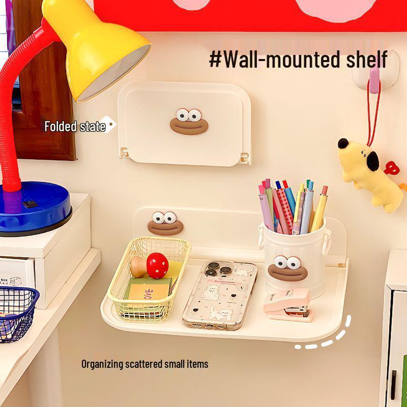 Wall-Mounted Bedside Folding Storage Rack & Phone Holder for Bathroom and Bunk Beds