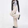 2025 Women's High-Waisted Petite Cargo Pants - Spring/Autumn Loose Draped Wide-Leg Style