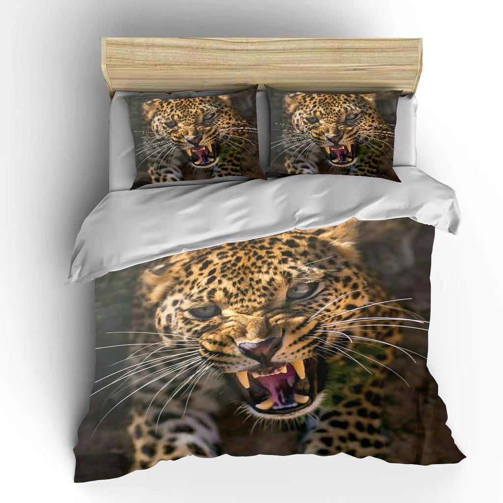Neues Leoparden-Bettwäscheset 2023, 3D-Tierdruck, Bettbezug, Schwarz-Weiß, Luxus-Heimtextilien, Queen- und Kingsize, für Erwachsene und Kinder