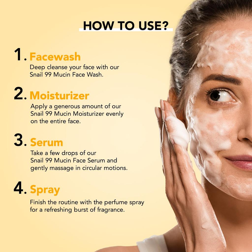 Bellavita Dewy Skin Trial 125ml Facewash, Serum, Moisturizer, Perfume Luxury Skincare Set For Men And Women