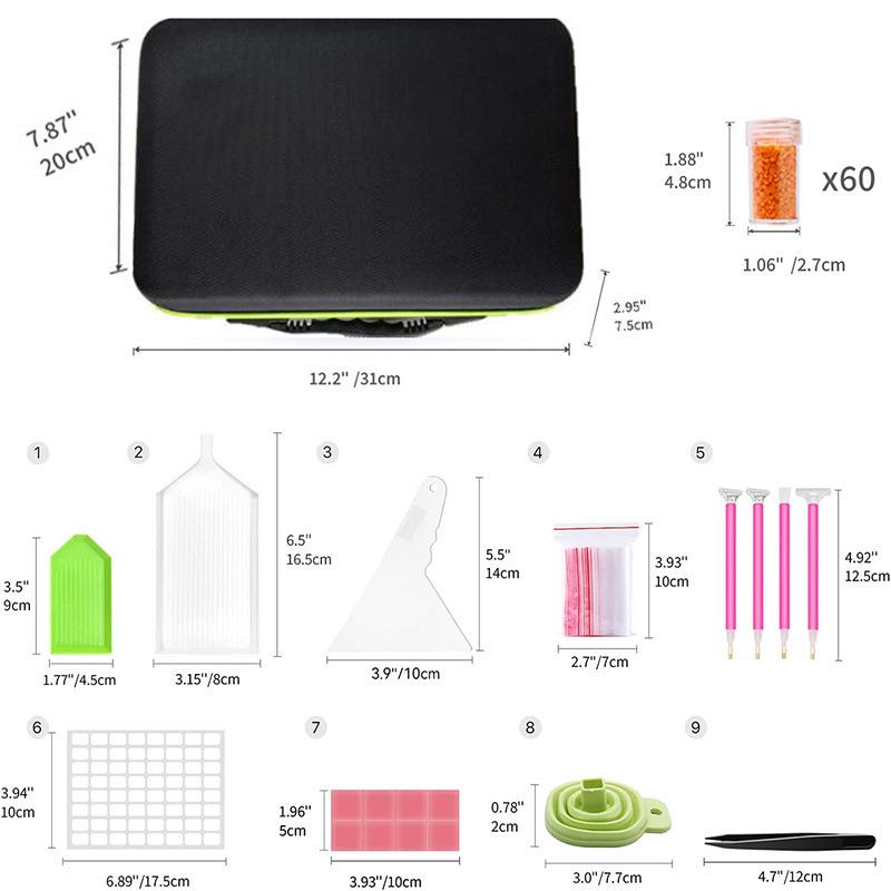 

Сумка для хранения алмазной картины из 60 ячеек и набор инструментов для эфирного масла