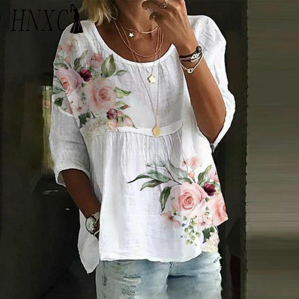 HNXC Women's Fashion Casual Long Sleeve O Neck Blouses & Shirts