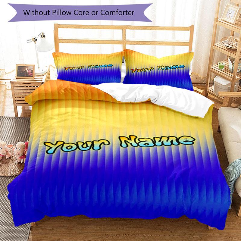3PC Custom Name Gradient Background Bedding Set Duvet Cover Closure Includes 1 Duvet Cover & 2 Pillowcases for Bedroom