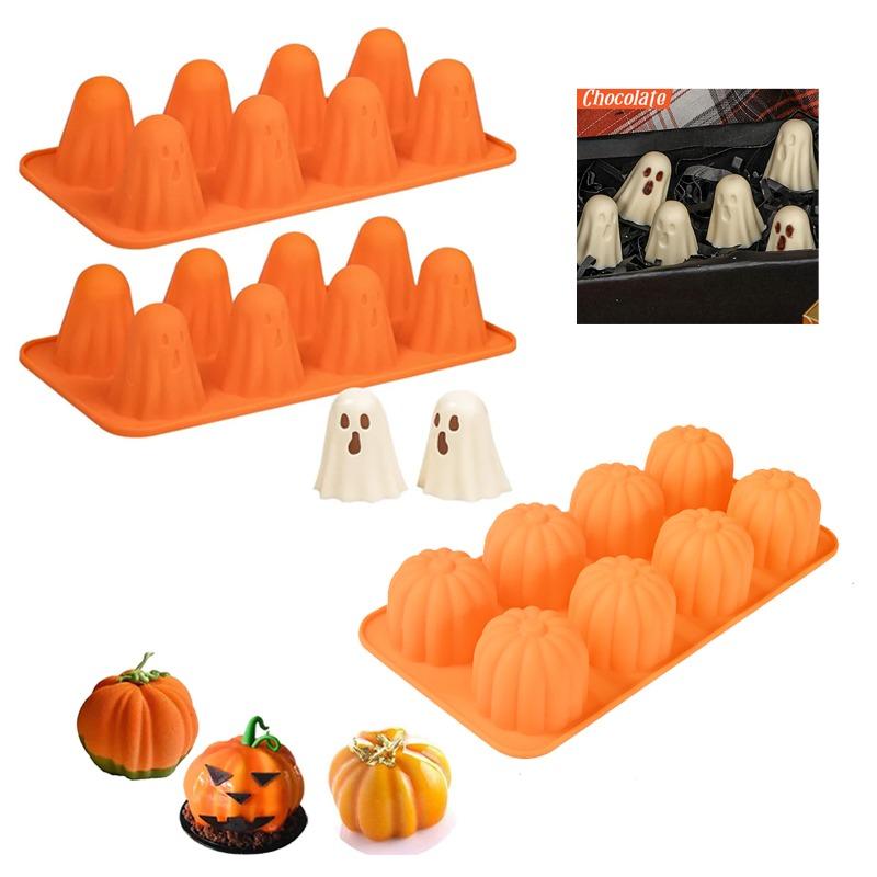 Ghost Silicone Jelly Mold Halloween Baking Mold for Chocolate Candy Gummy Crayon DIY Bat Spider Skull Mousse Fondant Mold