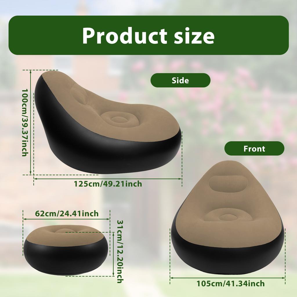 Sofá Inflável Portátil Grande Sofá Inflável Preguiçoso Cadeiras Confortáveis Infláveis a Ar para Sala de Estar, Exterior, Viagem, Camping