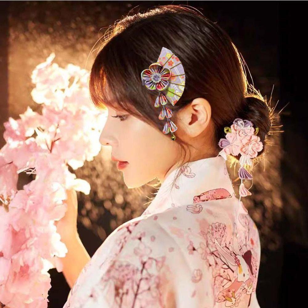 Sakura Quastenfächer Haarspange Blume Hanfu Fächer Haarspange Lieblich Kimono Sakura Haarnadel Kinder