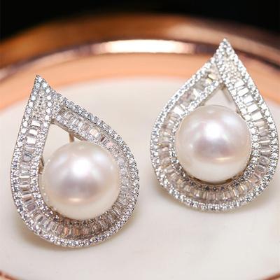 Temperament Lady Stud Earrings, Imitation Pearl Water Drop Exquisite Earrings, Princess Elegant Geometric Jewelry