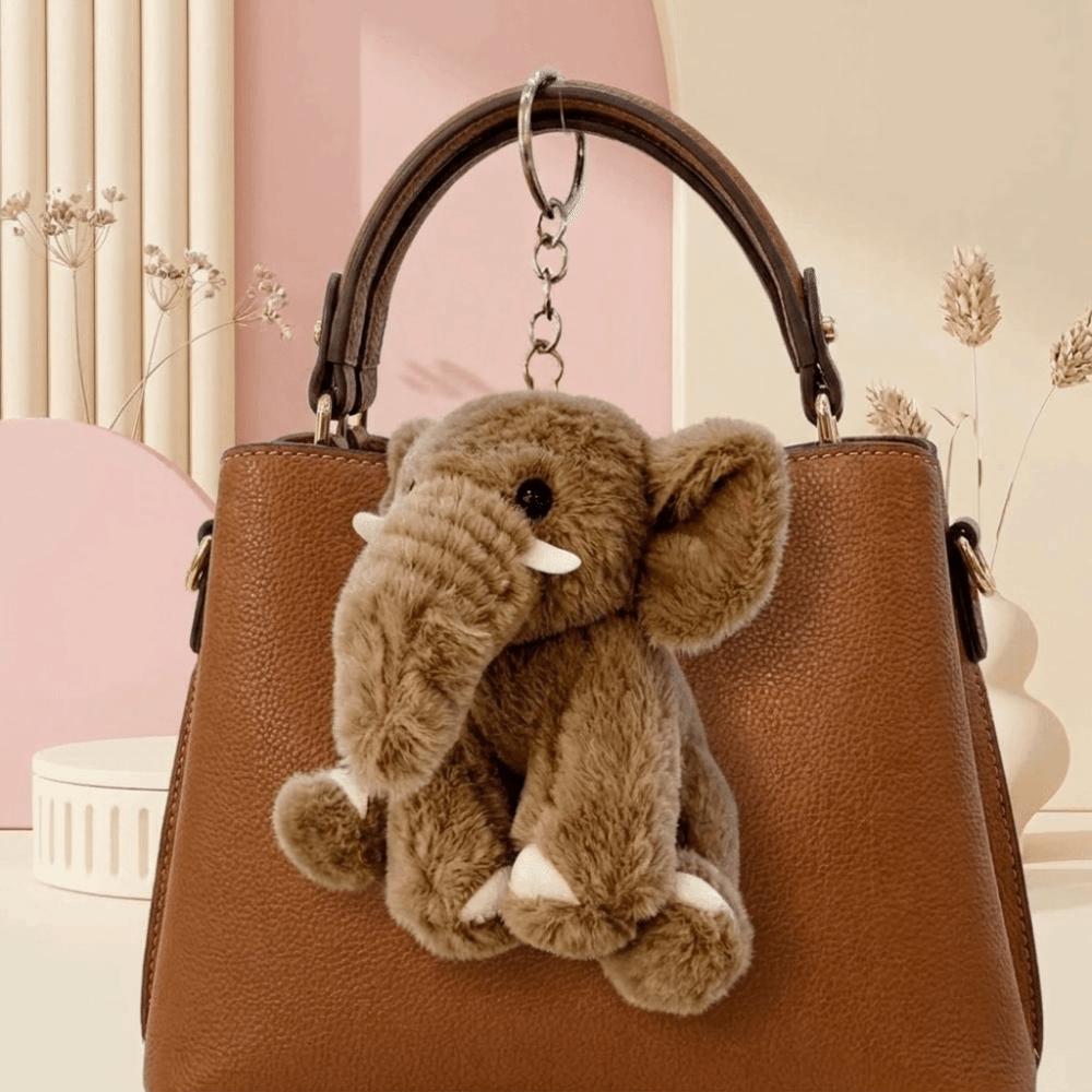 Soft Elephant Keyring Cute Cartoon Animal Bag Pendant Trinket Plush Stuffed Keychain Kids