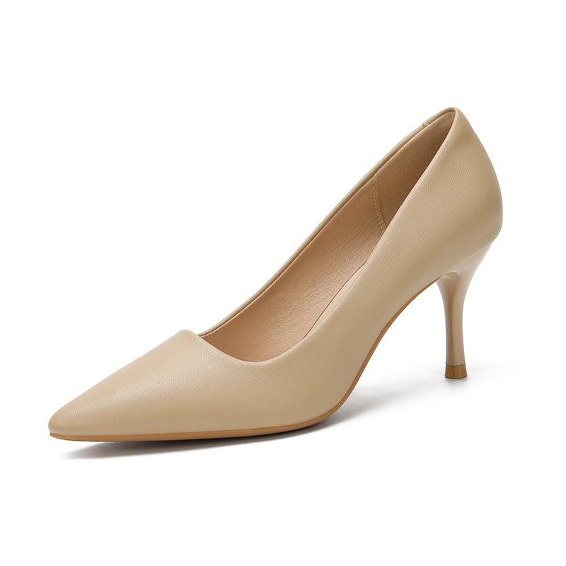 Autumn and Winter Versatile High Heels Women's Thin Heels Cm Sexy Professional Work Shoes Women's Black Pointed Single Shoes