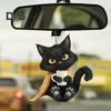 Akryl Katt Hänge med Snodd Liten Svart Katt Bilhänge Multifunktionell Bilspegel Fönster Väskor Nycklar Hängande Dekoration