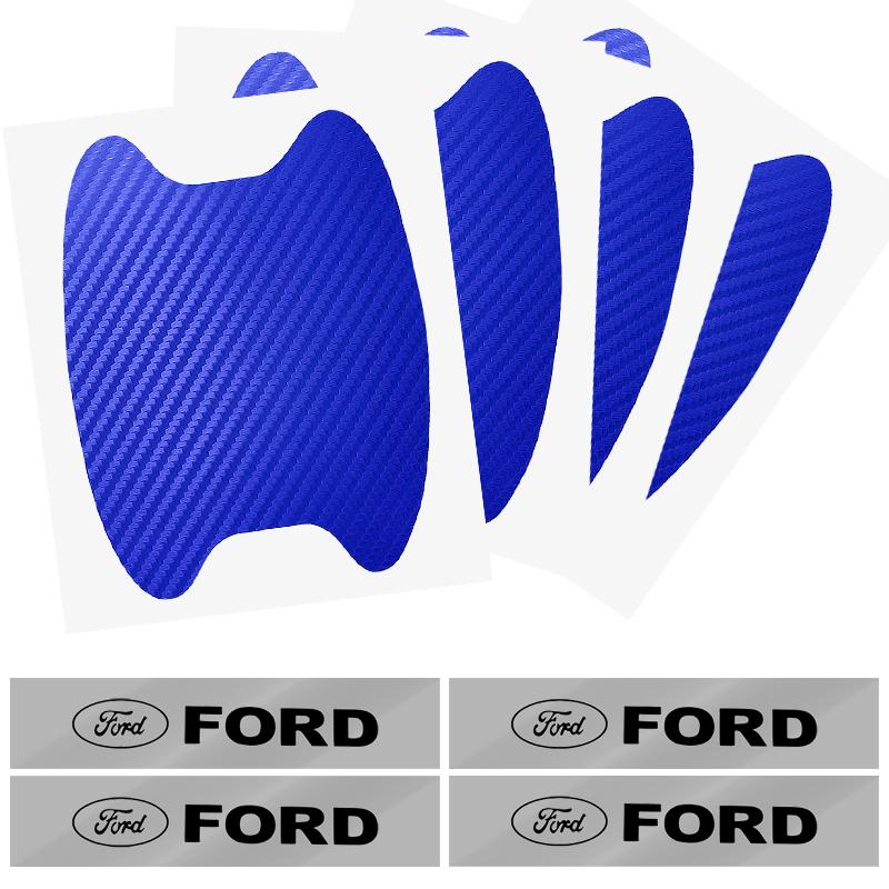 Car Door Sticker Carbon Fiber Scratches Auto Handle Protection Film For Ford Mustang Spoiler Shelby GT 350 500 Cobra E Focus 2 3 MK3 Kuga