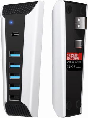 AQIDAP USB-Hub für USB-Erweiterungshub USB-Erweiterer Kompatibel mit PlayStation 5 Spiel Enthält 4 USB 1 USB-Laden und 1 Port 5-Port PS5, High-Speed