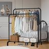 Garment Rack Freestanding Hanger Double Pole Multi-functional Bedroom Clothing Rack, Metal Clothing Garment Rack with Shelves, B