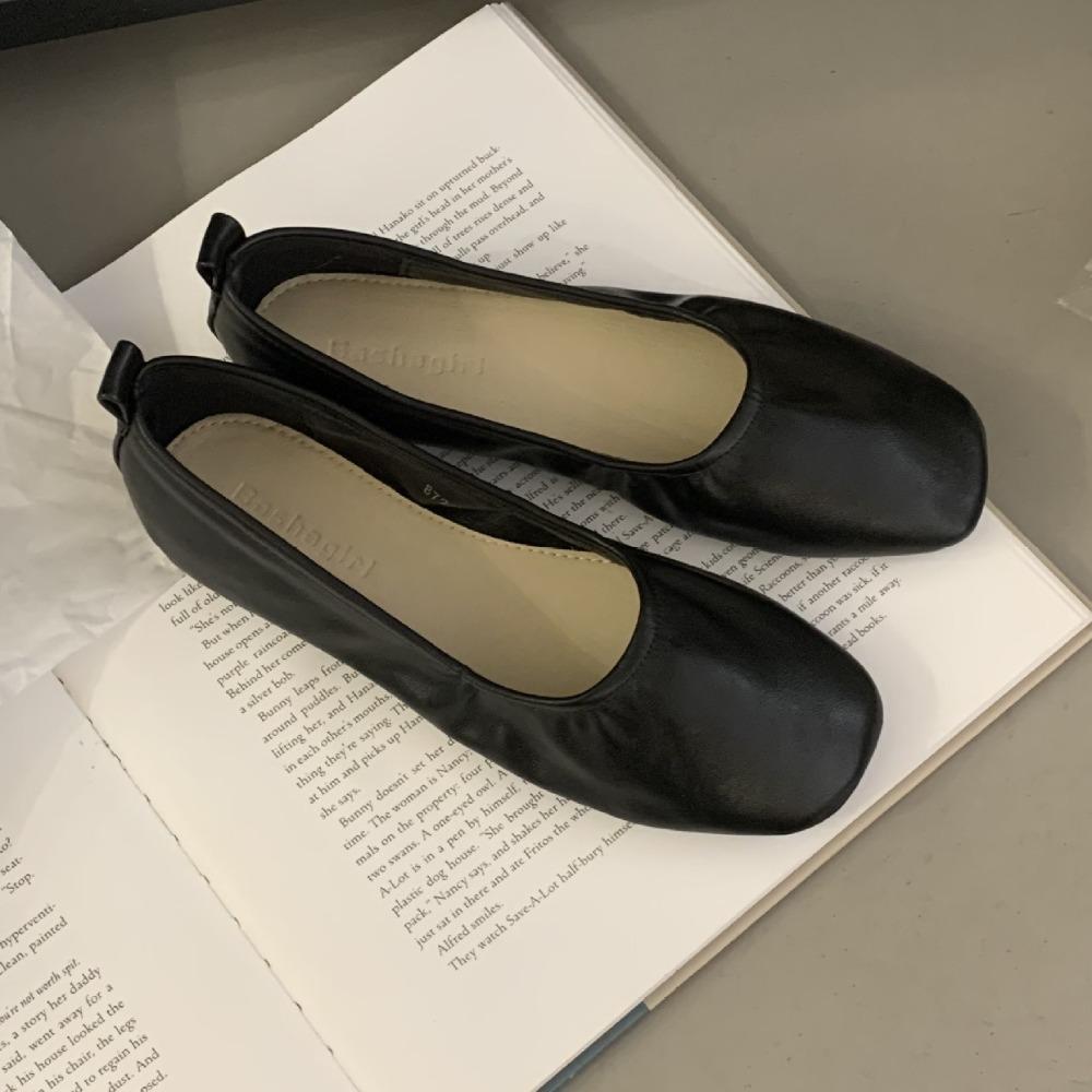 Flats for Women's 2025 Spring New Pumps Women's Autumn Soft Leather One-pedal Flat Grandma Shoes Retro Mary Jane Shoes
