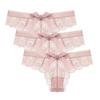 3 Pcs/Lot Women's Lace Bow Thongs Sexy Low Waist Panties Underpants