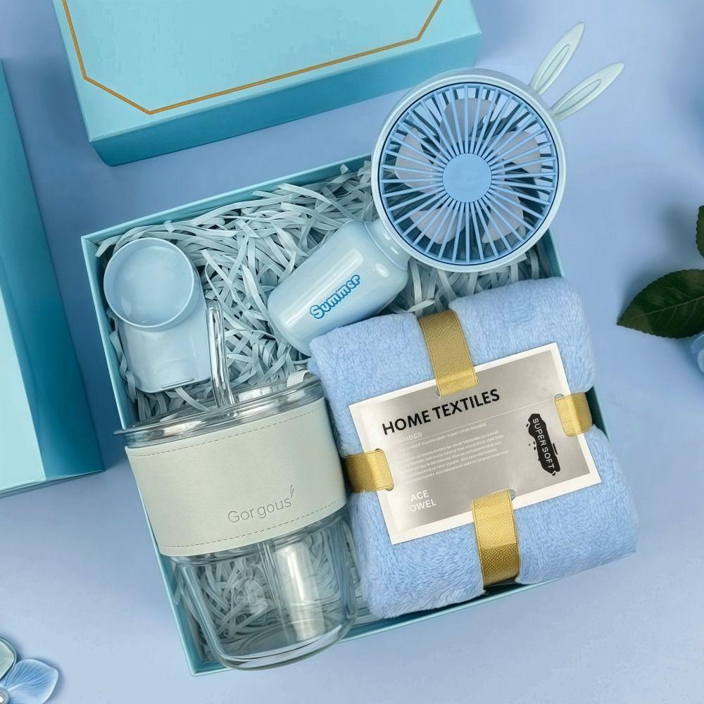 3IN1 Souvenir Gift Set Fan/Towel/Cup Stylish Design Practical Gift Sets Luxury with Paper Bag Gift Box Set Personalized Gifts