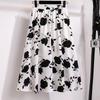 Midi-Rock mit hohem Bund und Blumenprint - Sommer 2026, Lockerer Schnitt, Elastischer Bund, Vielseitiger Stil