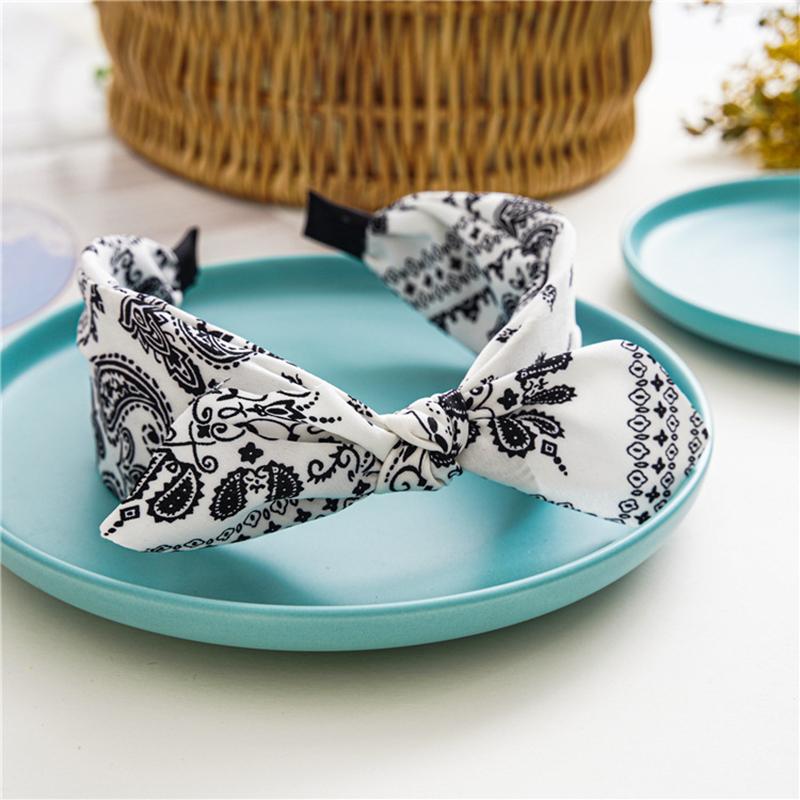 Boho Floral Print Headbands Bow Wide Brimmed Head Hoop For Women  Trendy Cross Knot Hair Hoops Vintage Elegant Headwear