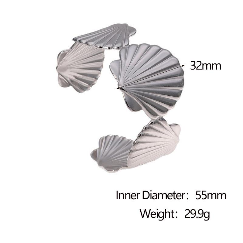 Non-tarnish Minimalist Europe and The United States Stainless Steel Wide Version Scallop Opening Bracelet Women's Niche Light