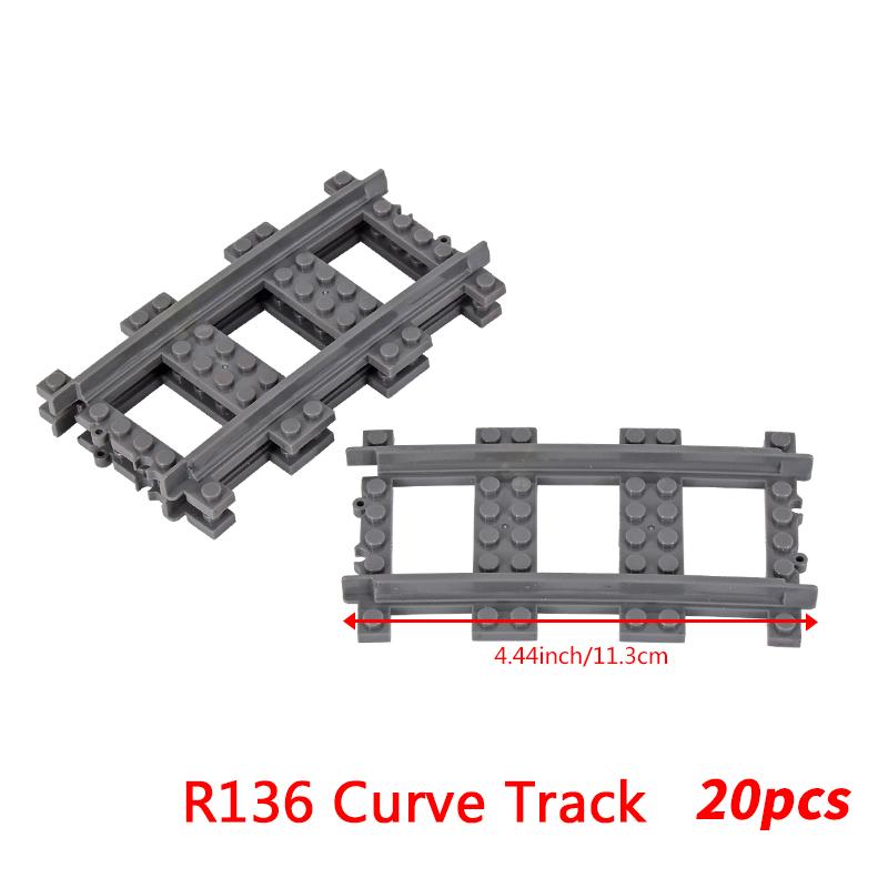 20PCS MOC City Bricks Train Flexible Construction Parts Railway Curve Track R120 Building Blocks Model Accessories Compatible