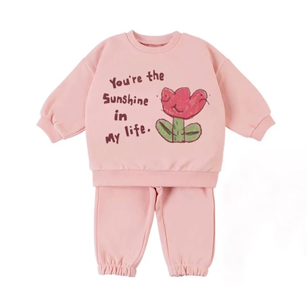 Set di vestiti caldi per neonati con fodera in pile Felpa carina girocollo + Pantaloni Abbigliamento per Bambini Ragazzo Ragazza