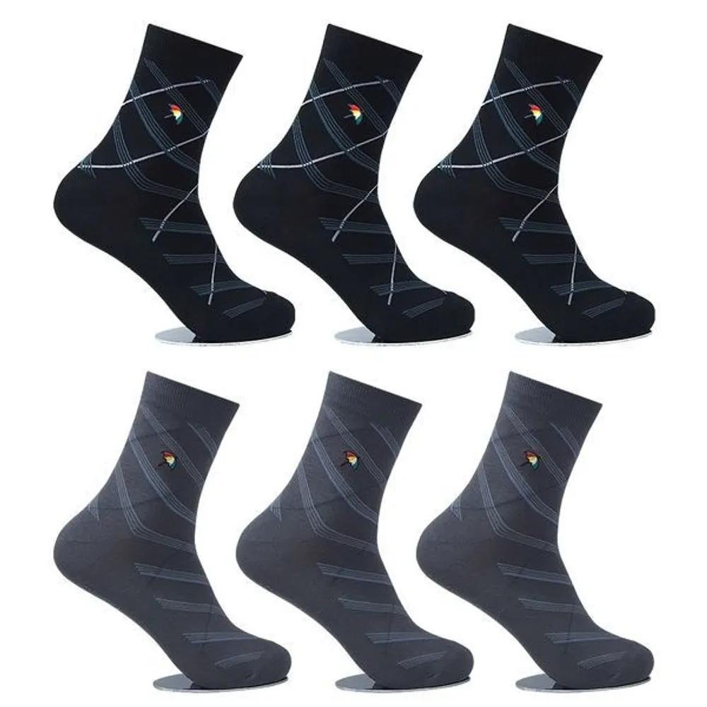 Arnold Palmer Non-slip Men s Dress Socks Mid-calf 6 Pairs AP5563 Men s Cotton Socks Dress Socks AP5563_6 pairs (Black 3 + Gray 3)