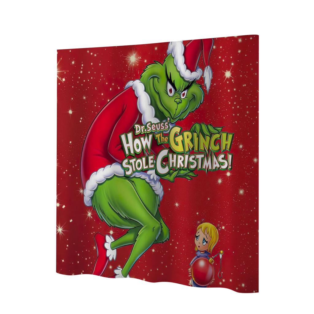 180x180cm Cute Christmas Pattern Printed Shower Curtain With Hooks