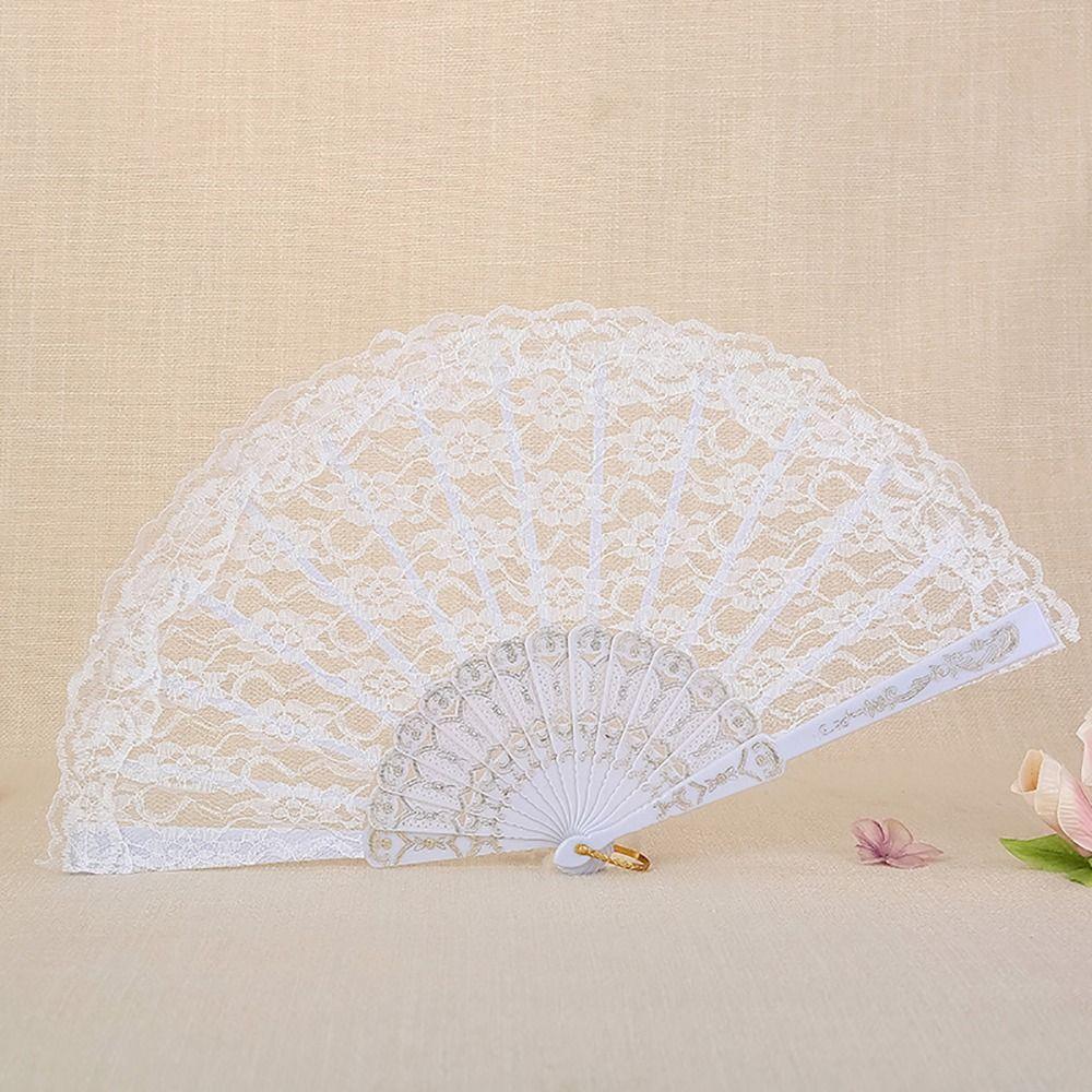 1Pcs Sweet Folding Lace Fan Lolita Decorative Fan New Chinese Dance Fan  Photography Photo Prop