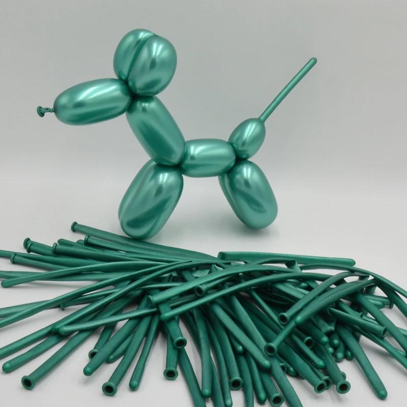 100/10 Stück Modellier-Langballons DIY Latexballons Hochzeit Geburtstag Weihnachten Party Glänzende Metall aufblasbare Ballon Dekorationen