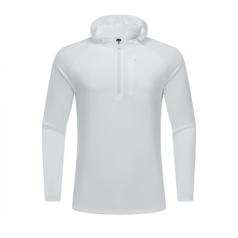 Men s Half-Zip Fleece-Lined Hooded Sweatshirt for Outdoor Training XXXL белый