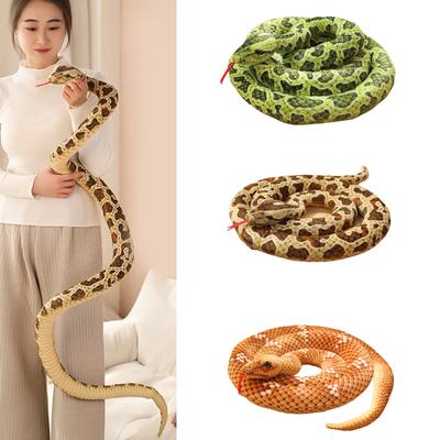 Superrr Long Snake Toy Large Size Stuffed Animal for Halloween Prank Game Cuddle Toy Couch Pillow Stuffed Animal Snake