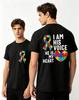 Autism Heart Tee T-Shirts,I Am His Voice He Is My Heart T-Shirts Women Men's Clothing Fashion Casual T-Shirts Short Sleeve Tops