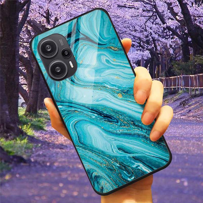 For Xiaomi Poco F5 5G / F5Pro Case Tempered Glass Lake Moon Hard Phone Cover for POCO F5 Pro Capas Funda on PocoF5 Luxury Coque