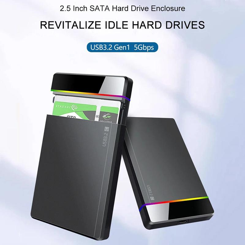 2,5palcový Beznástrojový RGB Mobilní Box na Pevný Disk USB 3.2 5Gbps Notebook Pevný Disk SSD HDD Kryt Typ C 3.1
