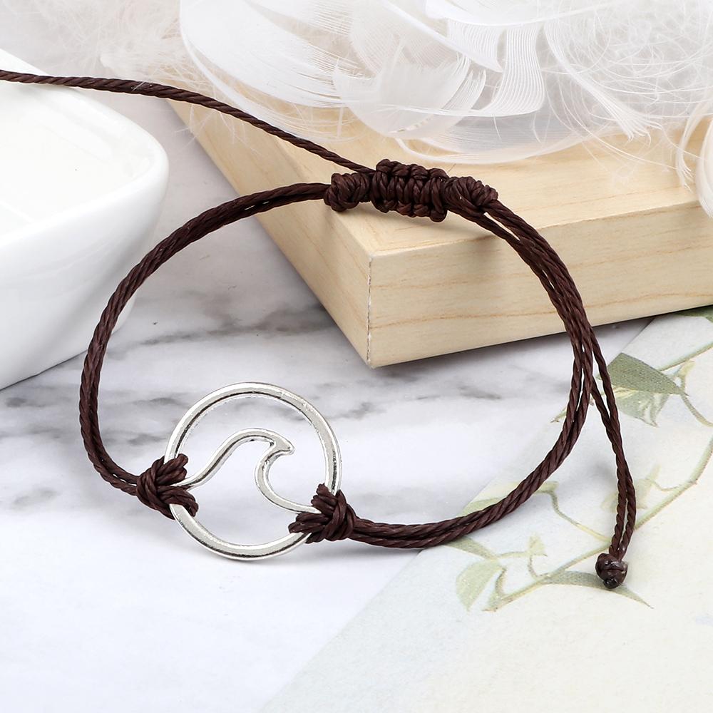 Bohemian Wax Rope Braied Bracelet for Women Men Charm Waves Adjustable Bangles Lucky String Bracelets Friends Gift Wrist Jewelry