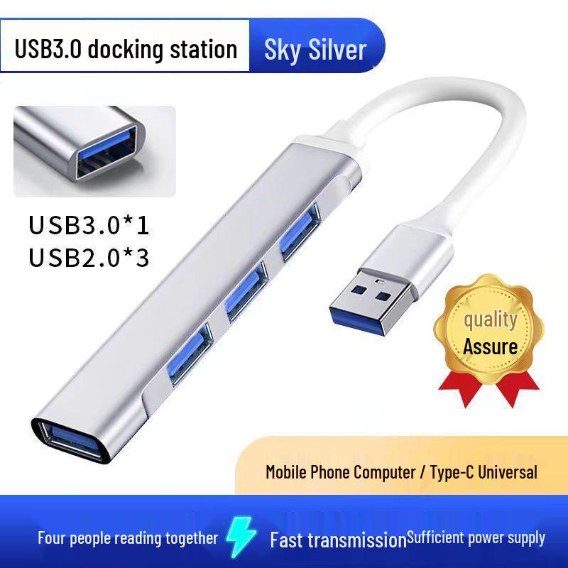 4-Port USB 3.0 Mini Aluminum Hub with Type-C Docking Station