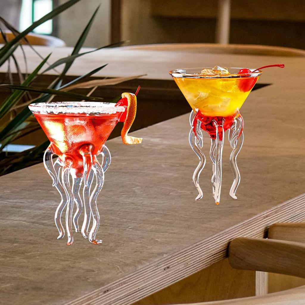 Hemoton 2pcs Octopus Cocktail Glass Creative Drinkware Bar Goblet Tools Snifters Unique Margarita Glasses Toasting Goblet Tumbler for Kitchen Bar