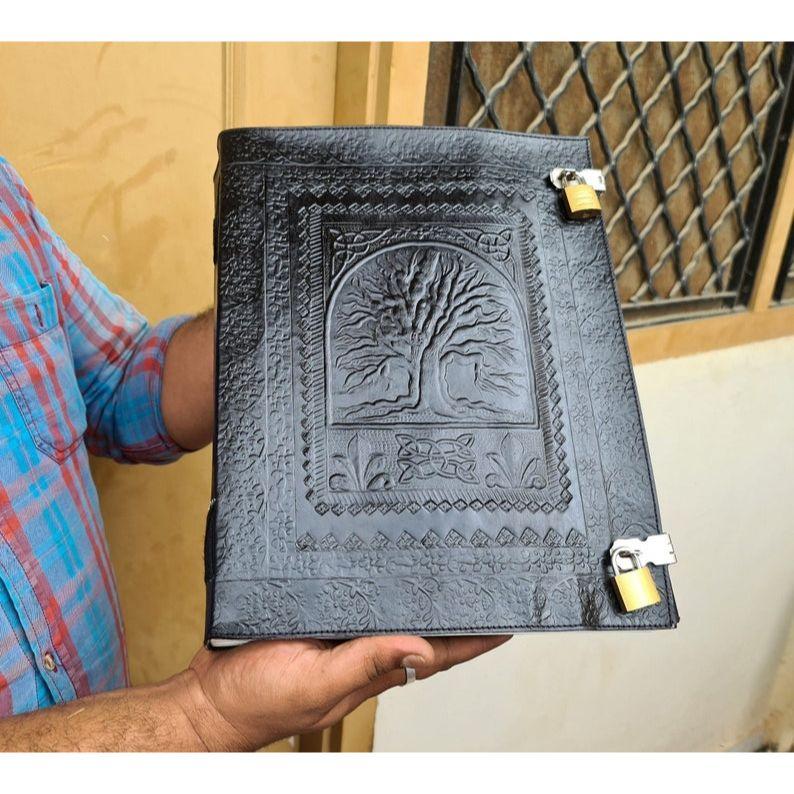 

Tree Of Life Family book, book of shadows journal, , junk journal, Wedding guest book, leather Grimoire 13 x 10 in