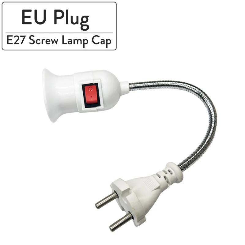 EU US UK Plug E27 Lamp Base Flexible Bend Mobile Test Light Socket Light Adapter Plug Switch  Lamp Holder For LED Table Lamp