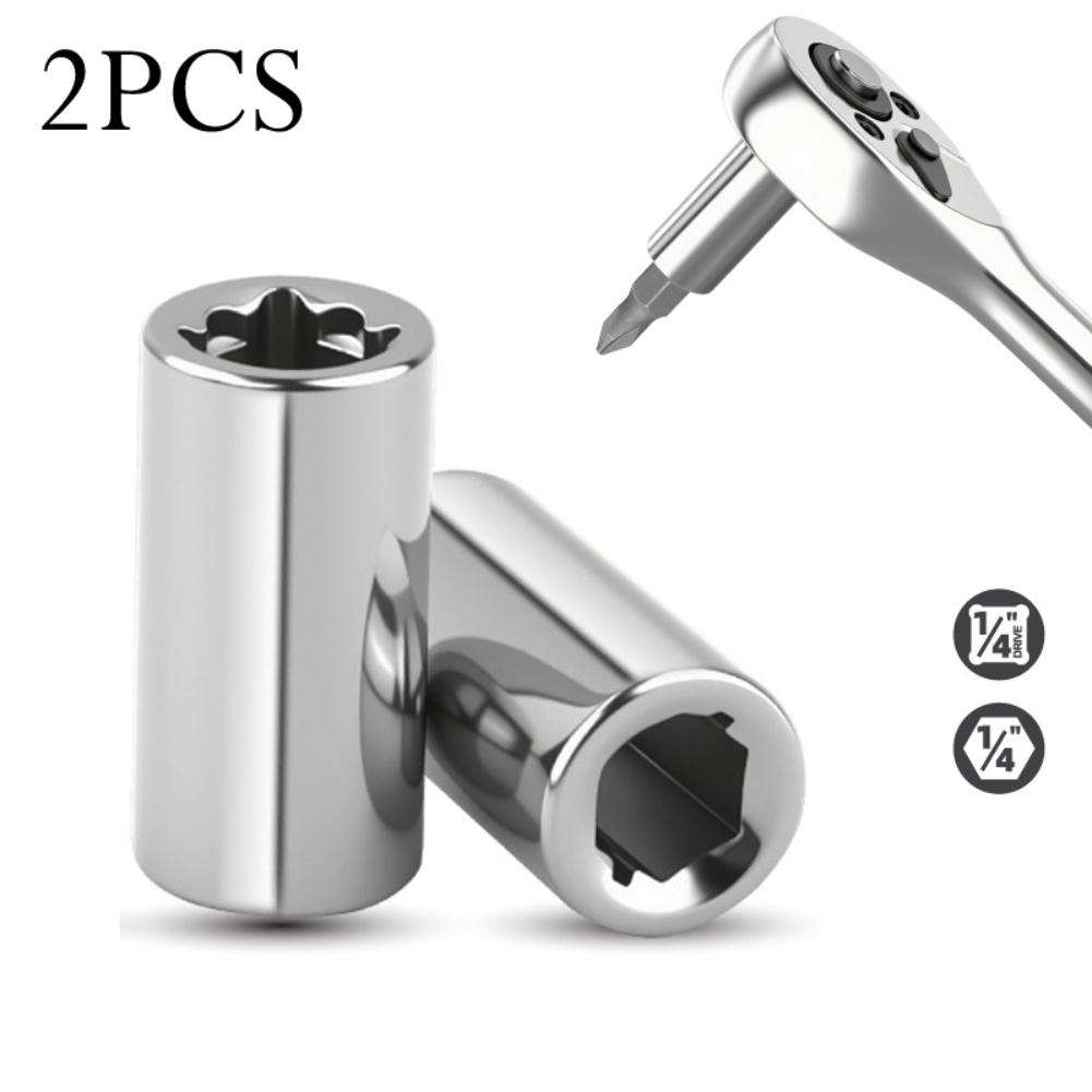 

2 PCS 1/4in Square Drive To 1/4 Hex Socket Bits Converter Screwdriver Bit Adapter Power Tool Accessories