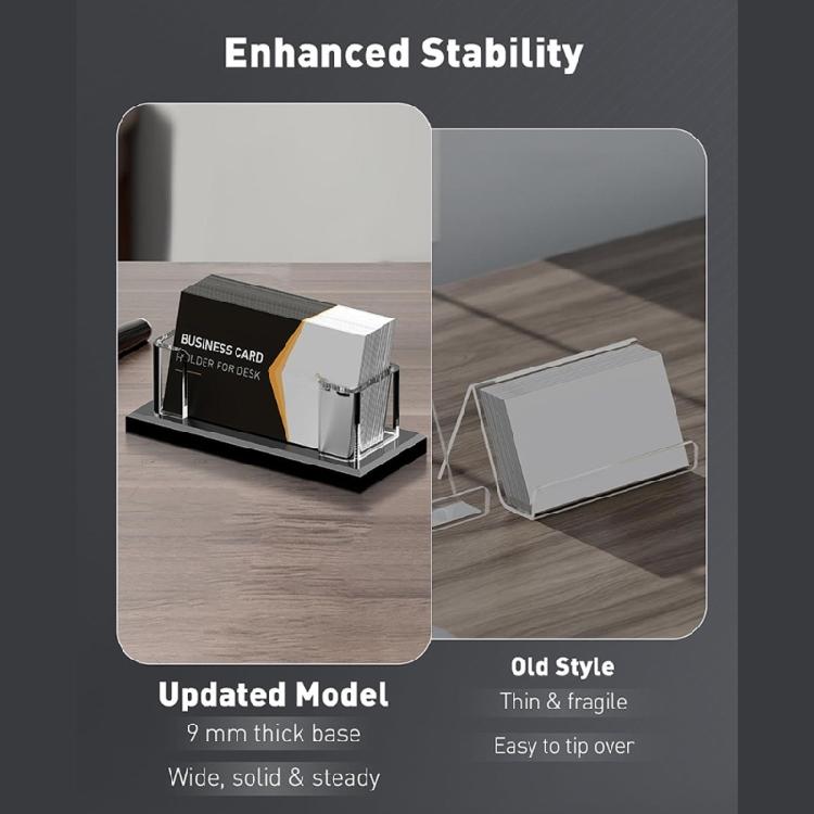 Clear Acrylic Business Card Stand Large Compartment Name Card Organiser Container For Efficient Business Card Management