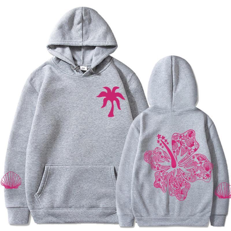 Podzimní Zimní Móda Volná Dámská Mikina Růžový Květinový Vzor Tištěná Ležérní Teplá Mikina