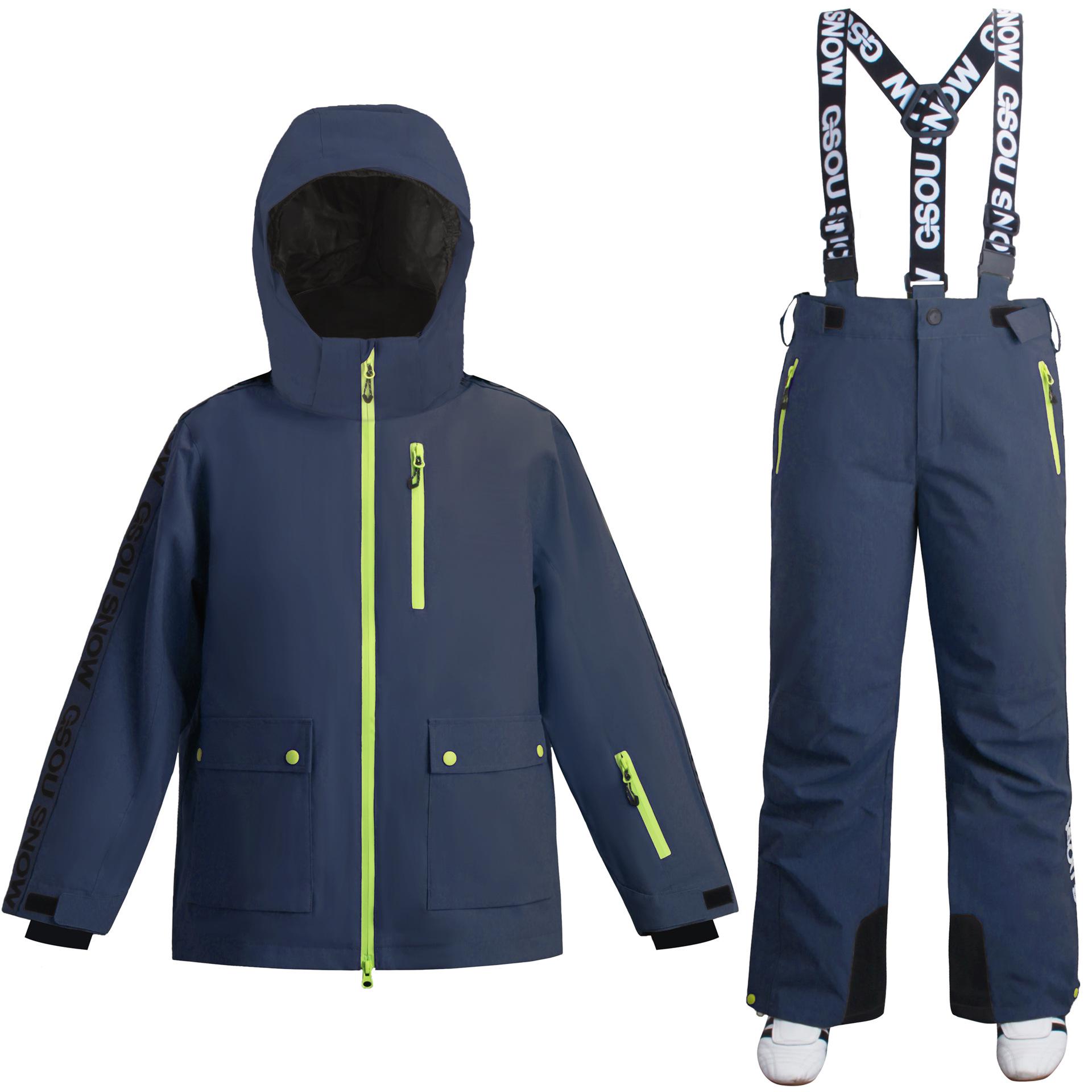 

Children s Thickened Insulated Ski Suit Set - Windproof & Waterproof for Outdoor Use Extra Large темно-синього кольору