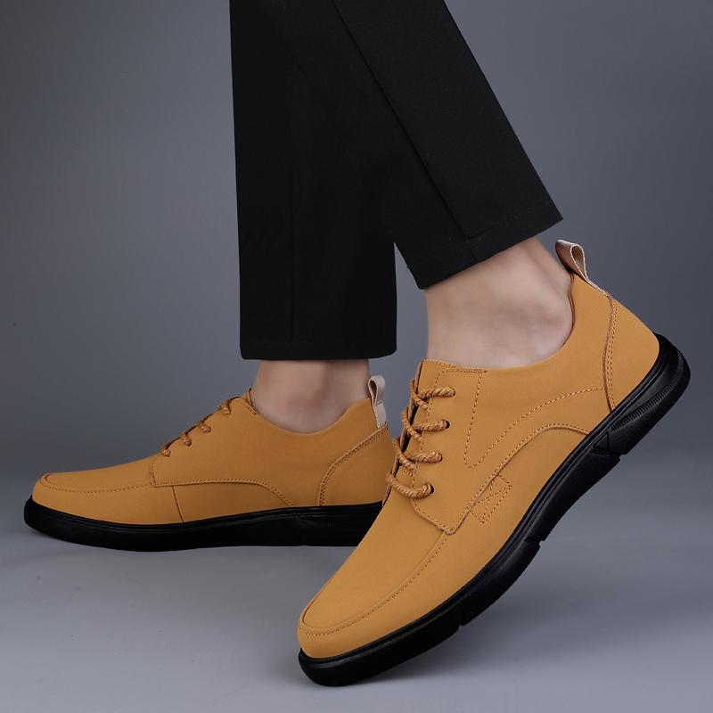 Luxury Brand Men Comfortable Two-layer Frosted Leather Casual Shoes Fashion Autumn New Style Lace Up Men's Sports Leather Shoes