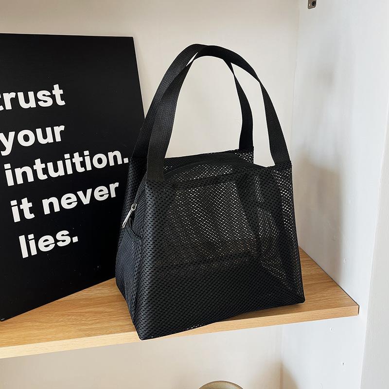 Large Capacity Mesh Bag with handle Travel Toiltery Makeup Bag Portable Beach Bag Cosmetic Zipper Pouch Shopping Bag