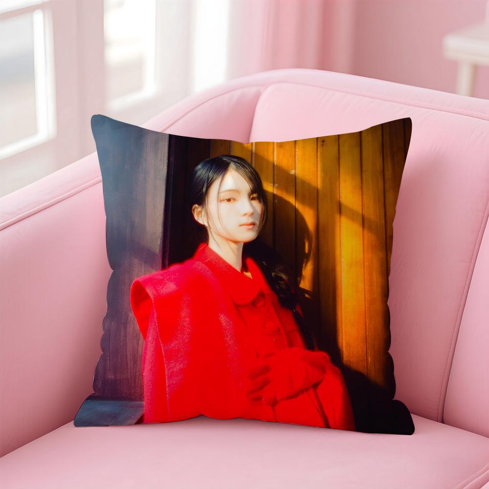 Hot Beautiful Kpop Singer GGyubin Sweet Cushion Cover Pillowcase Short Plush Invisible Zipper Room Sofa Cushion Cover