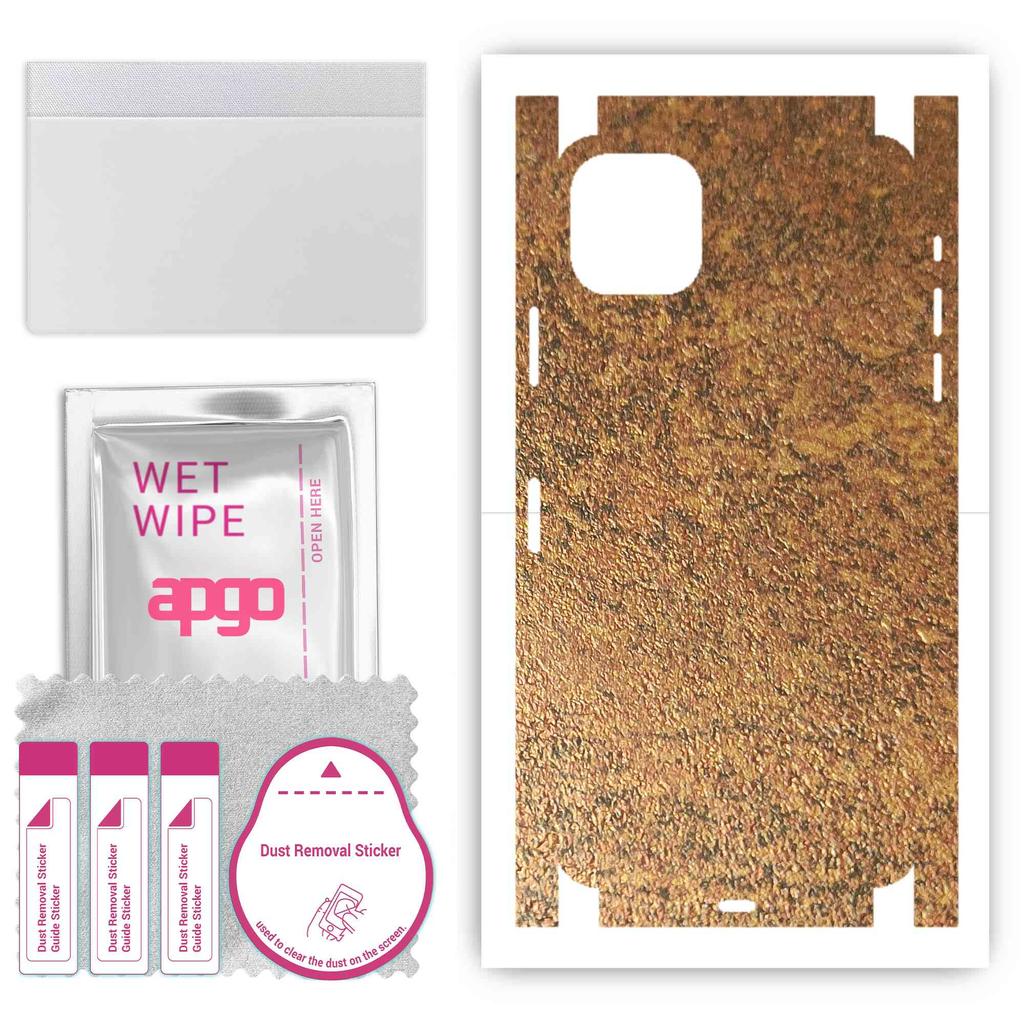 apgo Ochronna naklejka na skórę na tył+boki kompatybilna z Apple iPhone 11 Pro Max, Folia Full Wrap, Folia, Winyl - Wzór Rustyczna Miedź