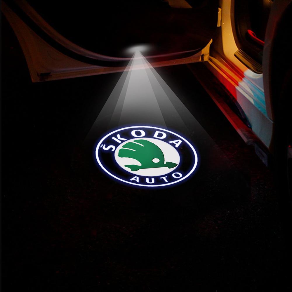 2/4pcs Car Door Welcome Lights for Skoda Superb 2009 2013 2014 Superb CONBI B8/3V 2015-2024 Logo Projector Ghost Shadow Lamp