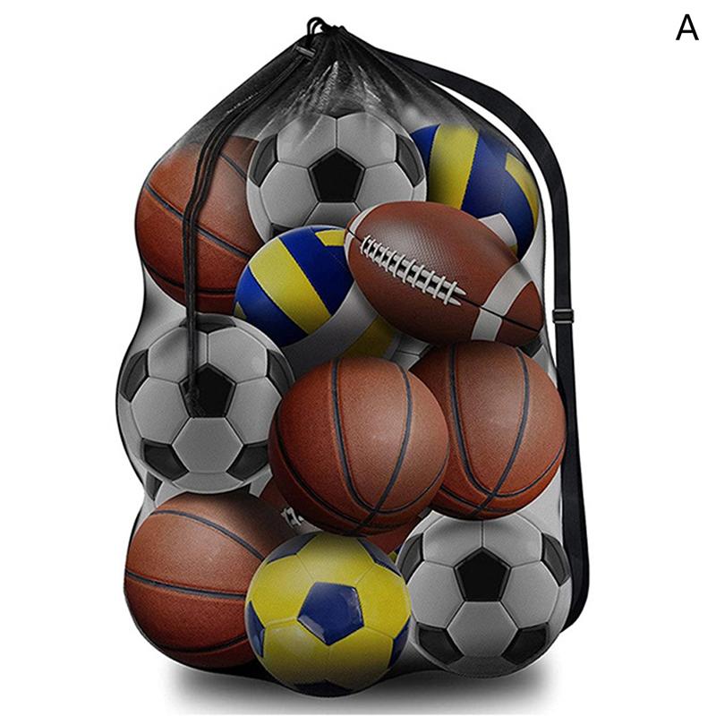 Mesh Soccer Ball Bag Extra Large Drawstring Basketball Storage Bag With Zipper Pocket Volleyball Football Net Pack Gym Bags